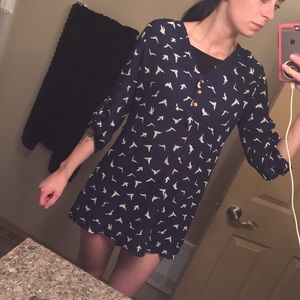 Blue dress with birds